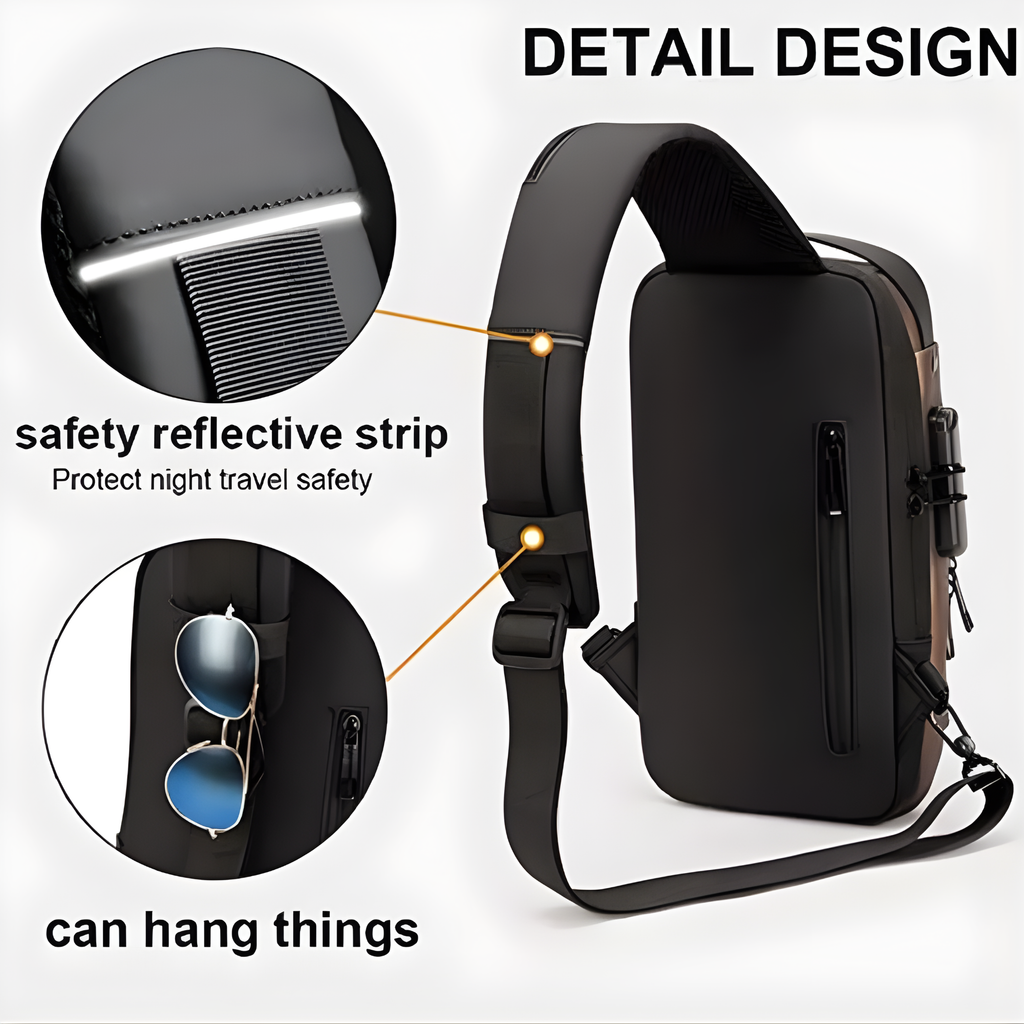 Bolso Antirrobo Premium Con Candado | Impermeable, USB y Tira Reflectante | Bolso cruzado
