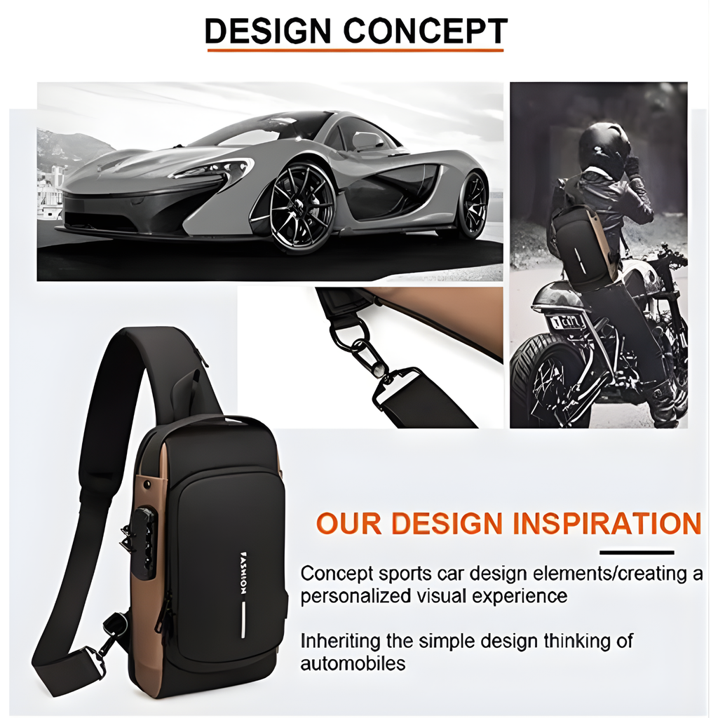 Bolso Antirrobo Premium Con Candado | Impermeable, USB y Tira Reflectante | Bolso cruzado